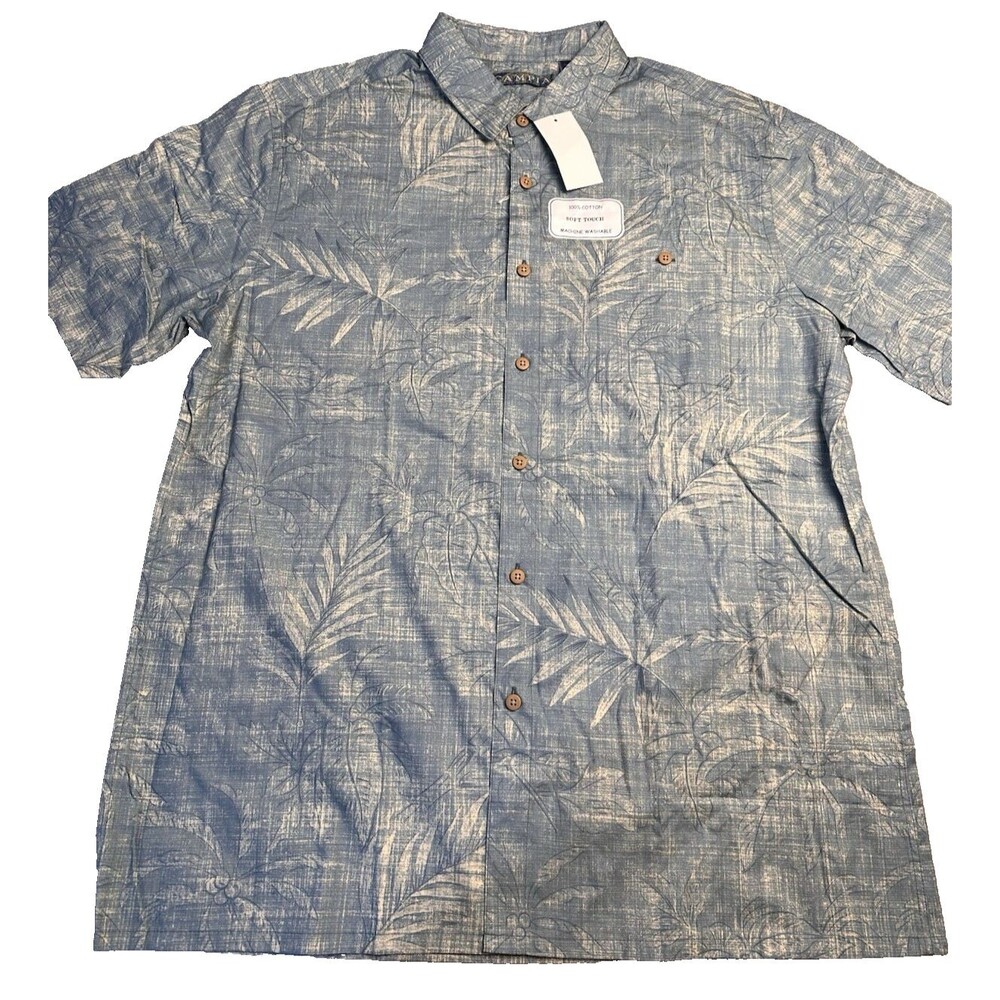 Campia Mens Floral Leaf Print Shirt with Pocket Size L